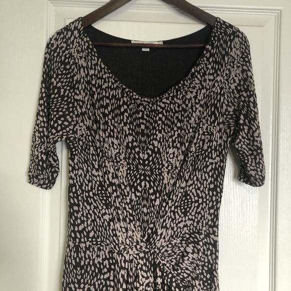 Boden midi dress Grey Cream abstract pattern 10US - Picture 3 of 6